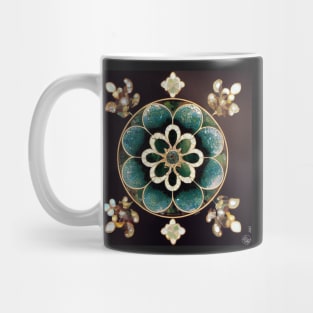 Jade Flower and Gold Leaf Mosaic Inlay Mug